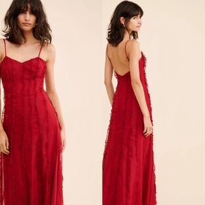 If By Sea Anthropologie Maxi Dress Red Medium